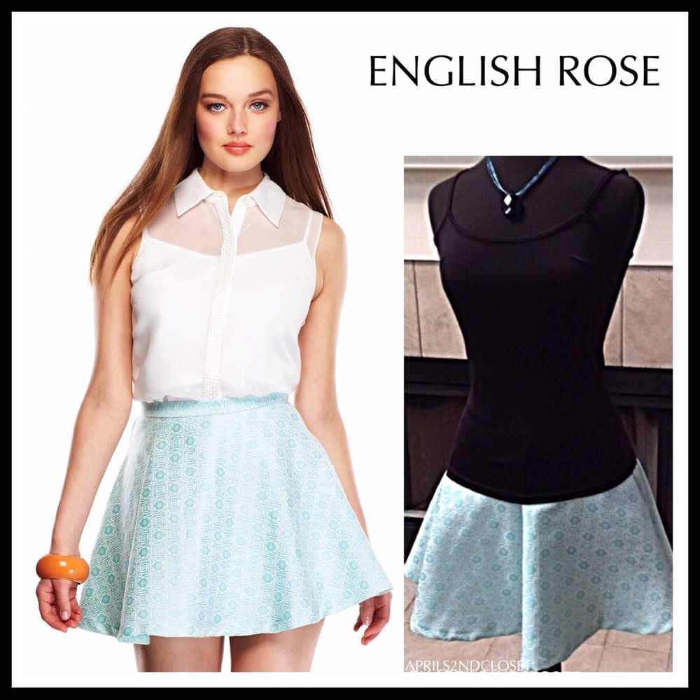 ENGLISH ROSE JACQUARD CIRCLE SKATER MINI SKIRT